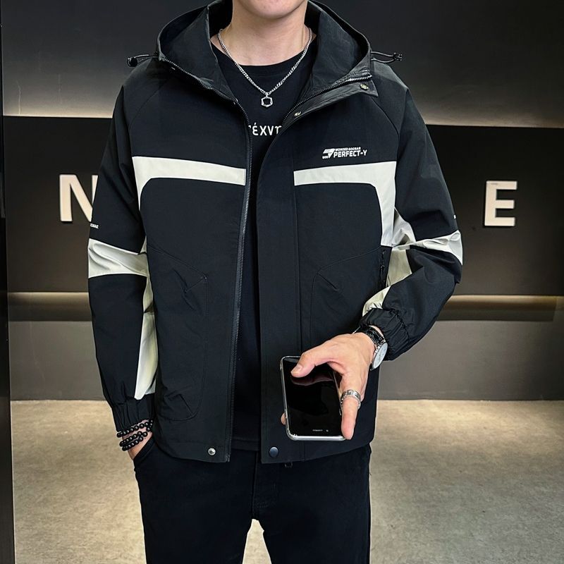 工装外套男春秋款2024新款潮流牌宽松连帽男装1夹克春装休闲上衣