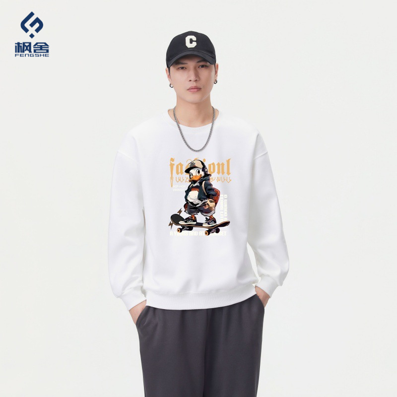 枫舍男装 /300g秋季男长袖印花圆领套头卫衣男女美式重磅宽松外套
