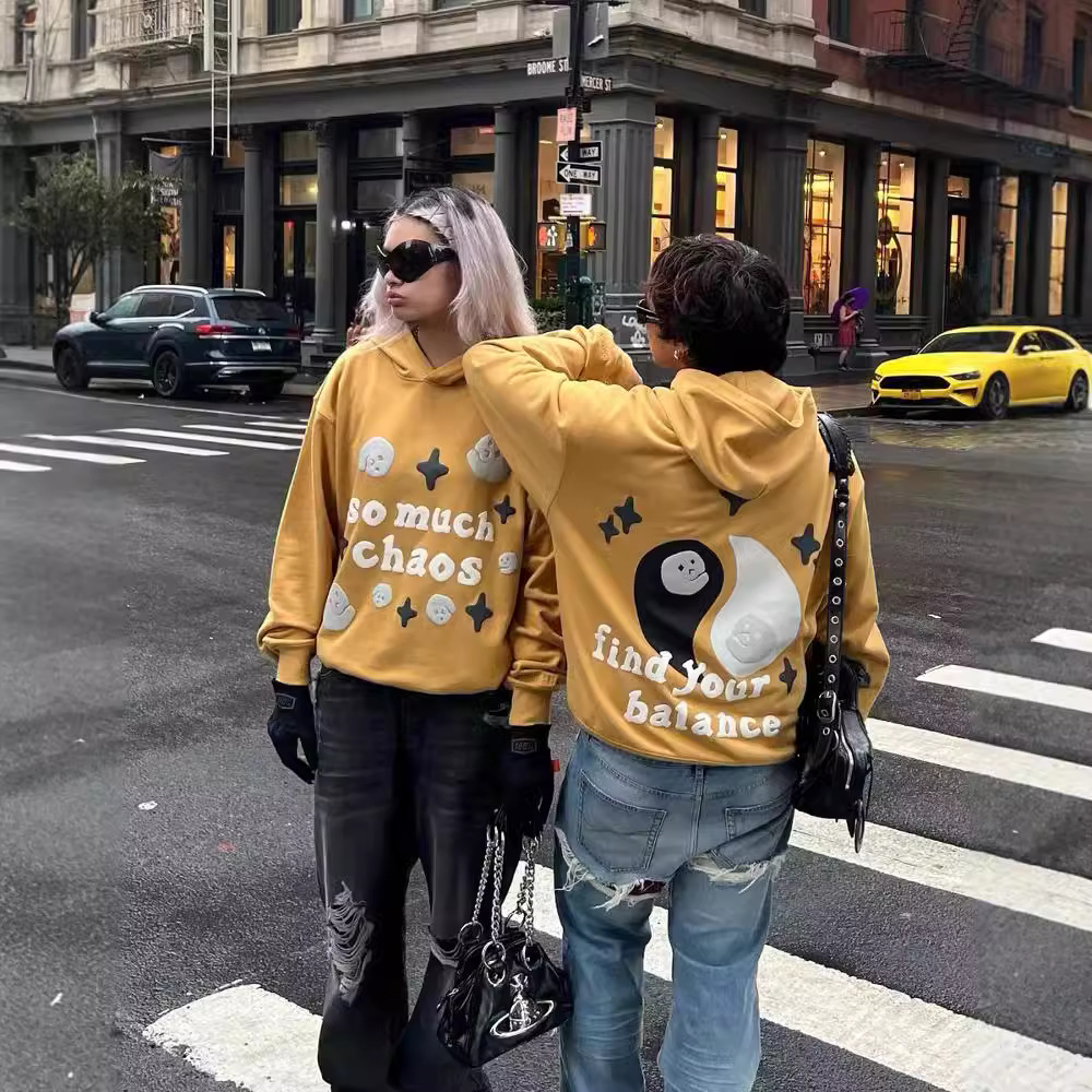 BROKEN BPM CPFM CHO 小众美式潮牌秋冬男士情侣加绒宽松连帽卫衣