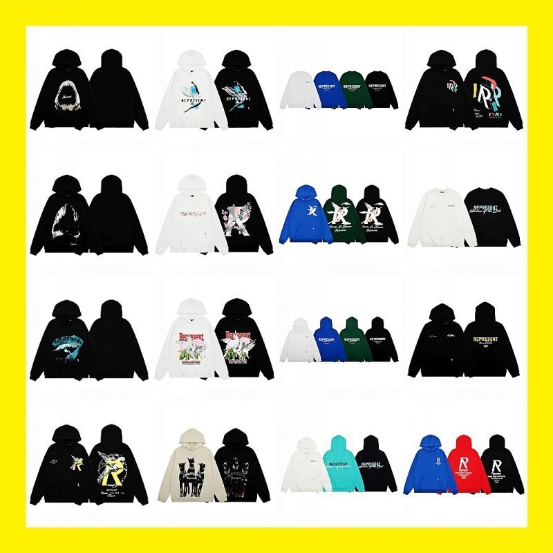 REP美式复古字母logo高街飞马鲨鱼天使花卉卫衣情侣连帽衫RESENT