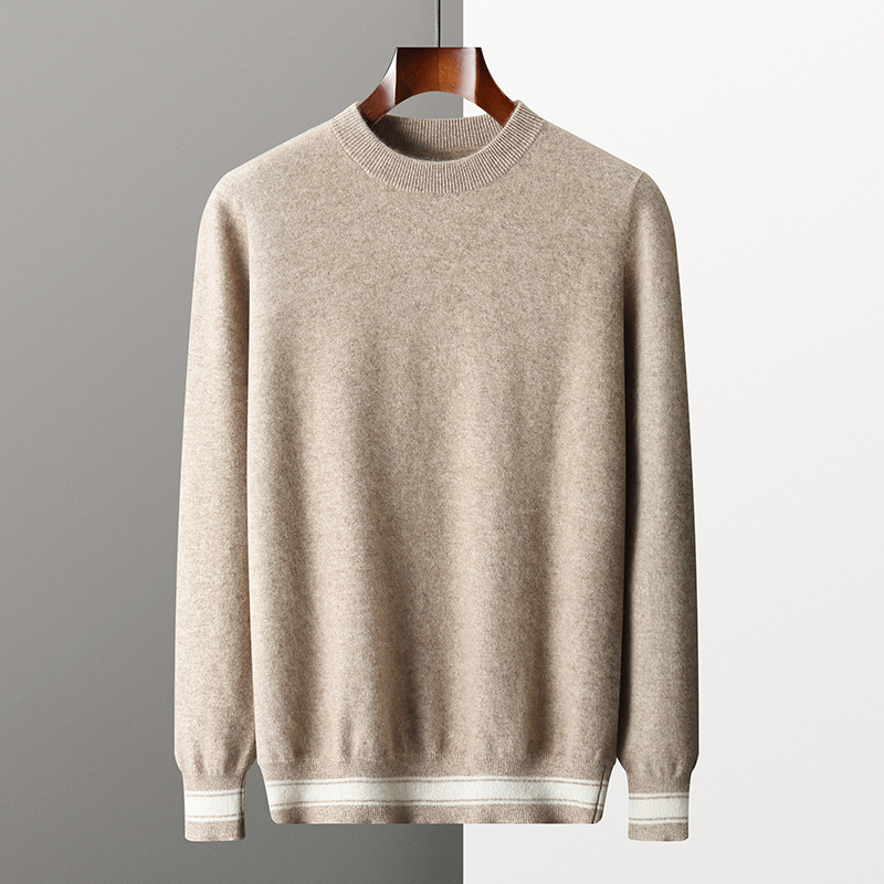 2023秋冬新款山羊绒男士圆领毛衣套头商务休闲保暖内搭打底针织衫