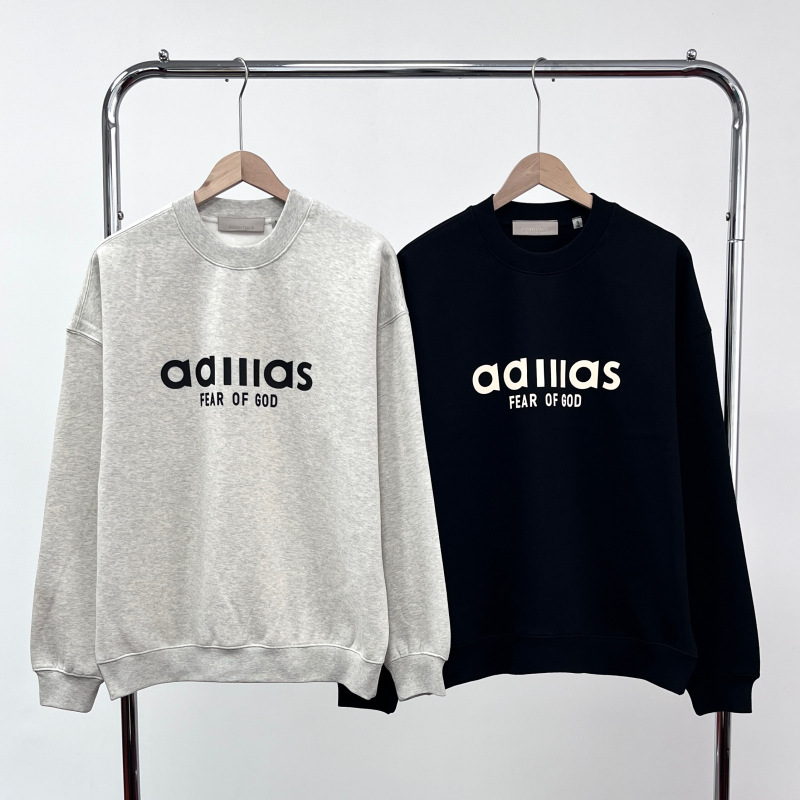 ESSENTIALS  联名三条杠美式潮牌秋冬加绒宽松简约连帽卫衣男女