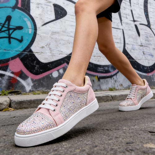夜店铆钉烫钻亮片低帮情侣板鞋