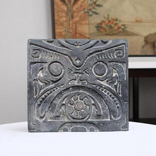 非遗手作拓片模具狮面砖雕学瓦当砖雕传拓DIY金石拓印仿古摆件
