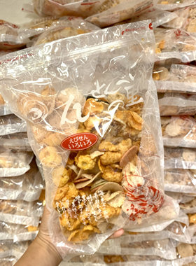 日本名古屋特产零食海鲜虾片仙贝故里综合混合味大包装280g