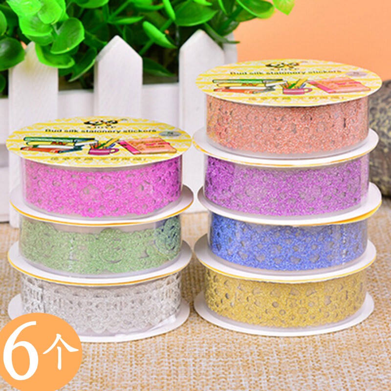 闪光金粉镂空蕾丝胶带手帐日记手工diy相册影集装饰和纸胶带胶纸