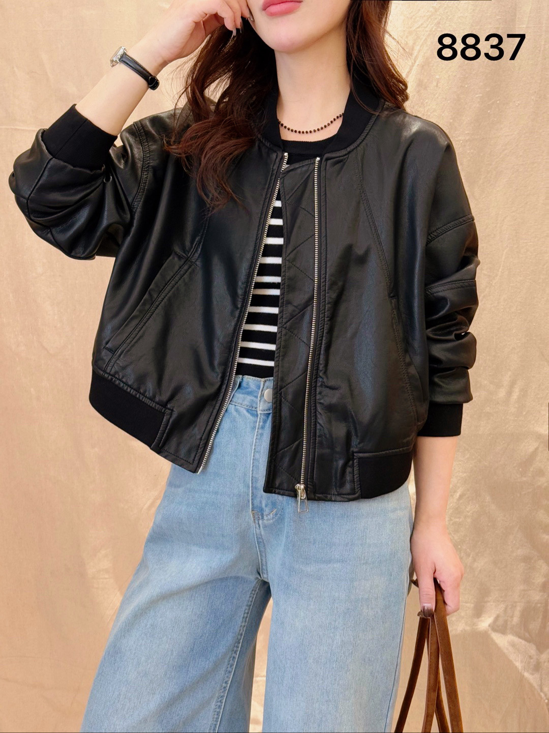 2026春秋新款韩版宽松休闲棒球服夹克短款PU皮外套外穿夹克小个子