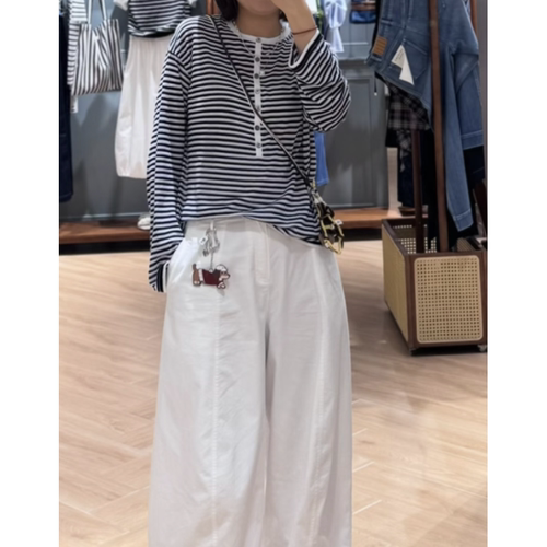 现货2026早秋新通勤薄款条纹宽松显瘦撞色长袖针织衫女3H7132531