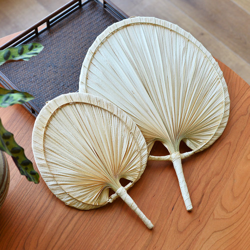 老式竹边框手工棕叶蒲扇
