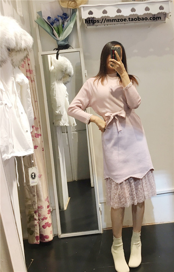 法式少女毛衣裙子桔梗两件套装