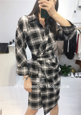 pussy cat猫咪正品秋装2021格子港风复古风连衣裙修身气质名媛