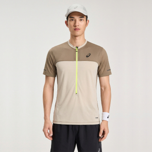 短袖 TOP男式 拉链圆领透气凉爽运动T恤 ASICS亚瑟士FUJITRAIL