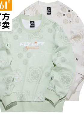 361度女士印花运动衫新品2023春季休闲圆领女子套头卫衣562E19814