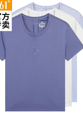 361度女士纯棉圆领短T恤新品2024秋春女凉感透气运动衫56Z434008A