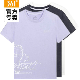 361度女士加菲猫冰感短袖衫新品2025夏简约圆领运动T恤56Z529104