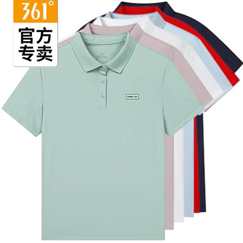 361度女款夏季冰感翻领短袖T恤