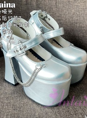 音乐节高跟鞋大码女鞋朋克金属配件骷髅头十字架银色可定制lf73