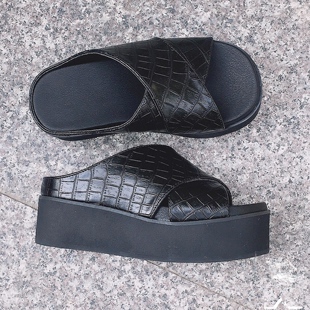 拖鞋 antaina松糕厚底鞋 高跟凉鞋 女鞋 1242a 露趾软底鱼纹鞋