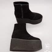 antaina原宿松糕鞋 真皮短靴1302 欧洲站英伦风潮鞋 厚底鞋 增高鞋