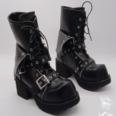 原创实拍情侣靴万圣节圣诞节摇滚菱形头厚底朋克松糕鞋 短靴1455