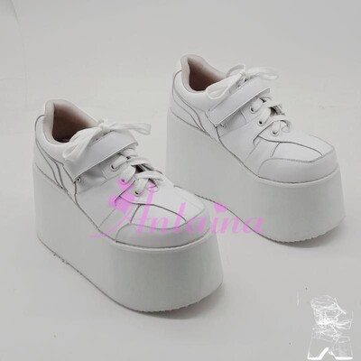 antaina松糕鞋魔术贴牛皮真皮