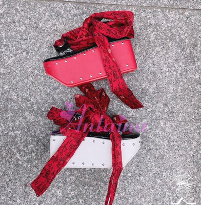 复古缎面织锦双色异形底实拍