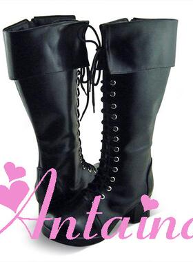 antaina大码定制Lolita靴经典设计公主靴高筒优雅时尚黑色5113
