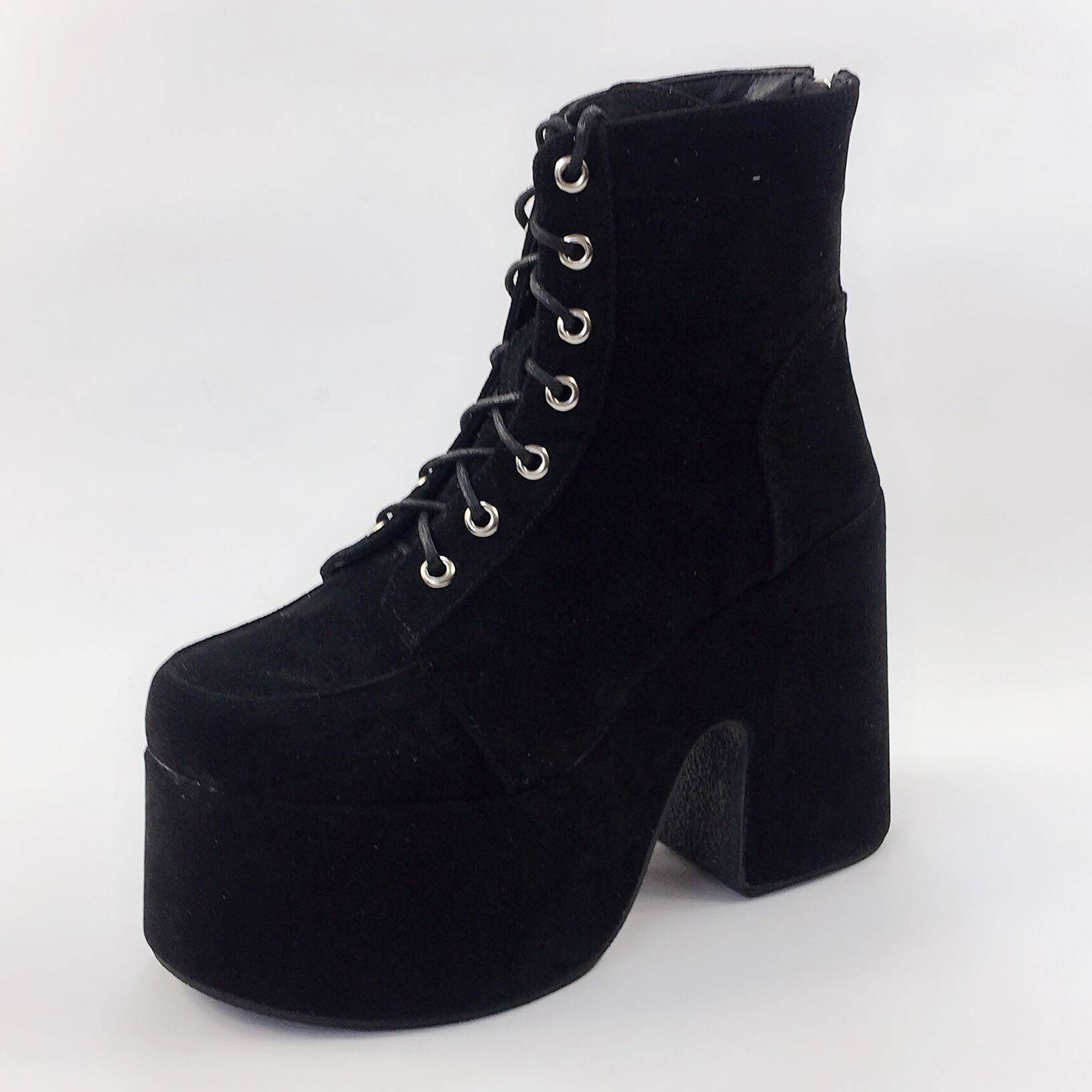 GOLD VELVET PLATFORM SHOES WOMENS SHOES SHORT BOOTS CHUNKY HEEL PUNK SHOES LOLITA SHOES SUPER HIGH HEEL MUFFIN SHOES MOTORCYCLE SHOES 7830