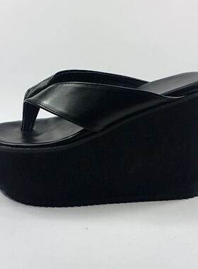 经典松糕厚底夹脚拖鞋韩版休闲鞋增高鞋沙滩鞋大码小码定制1242