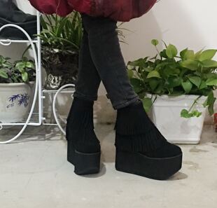 定制内增高鞋 欧洲站真皮7637 鞋 antaina松糕厚底及踝靴流苏靴小码