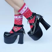 朋克鞋 tai PUNK舞台鞋 帅气十字架骷髅链子英伦鞋 lf73