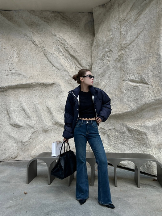 欧洲站My2025冬新款高腰显瘦磨毛喇叭牛仔裤女长裤子