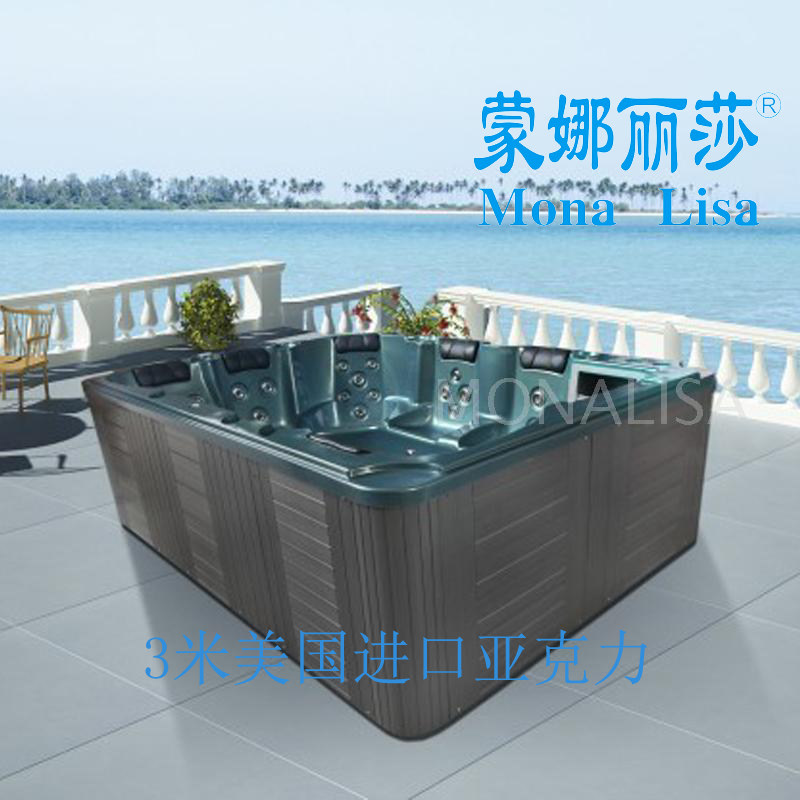 MonaLisa户外SPA多人浴缸冲浪 花园天台浴缸 恒温多功能户外浴缸