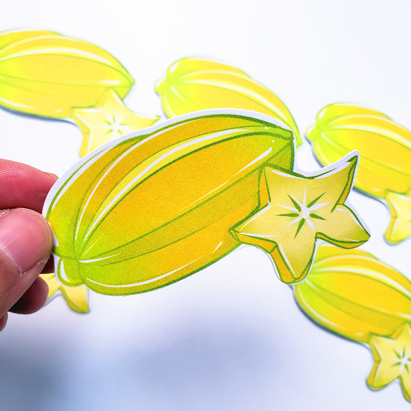 杨桃小贴画 平面纸贴画 儿童水果贴贴纸 杨桃贴画