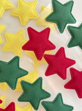 红色星星黄色五角星圣诞色星星绿色3d stickers手工diy装饰贴画