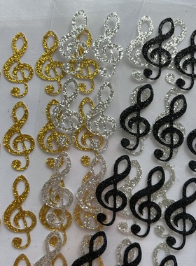 高音符贴纸3cm音符贴画音乐符号金色银色黑色音符note stickers