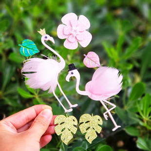 flamingo sticker handmade 礼物包装贴纸装饰 立体 火烈鸟贴纸