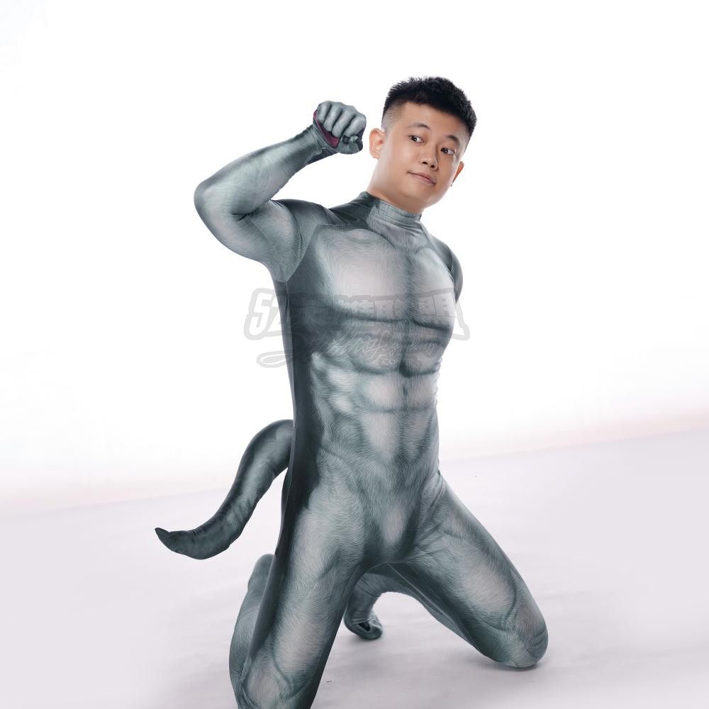 狼狗毛毛感印花带尾巴肉垫Cosplay紧身衣合体 52英雄联盟量身订制