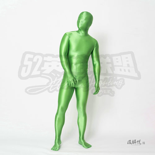合体TIGHT绿色油光布全包紧身衣