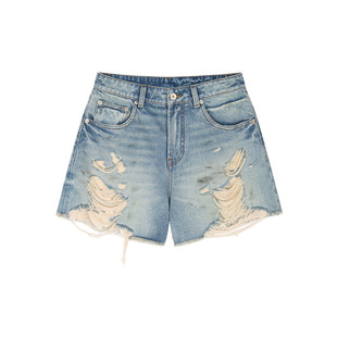 亲妈 新款 珍珠链条破洞牛仔短裤 2026夏季