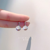 高级感优雅透明白水晶耳坠耳钉925纯银耳环女小众气质百搭耳饰潮