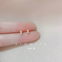 Mini square small ear studs for girls, small rectangular crystal zircon ear bone studs, no need to remove student earrings when sleeping, Han thumbnail 3