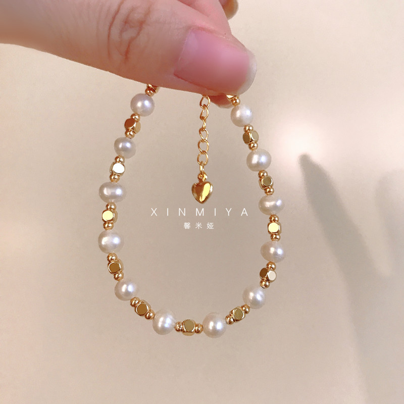仙女气质淡水珍珠手链女生夏季出游轻奢手饰品14K包金2025新款潮