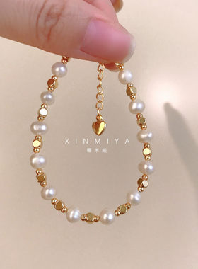 仙女气质淡水珍珠手链女生夏季出游轻奢手饰品14K包金2026新款潮