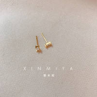 Mini square small ear studs for girls, small rectangular crystal zircon ear bone studs, no need to remove student earrings when sleeping, Han thumbnail 4
