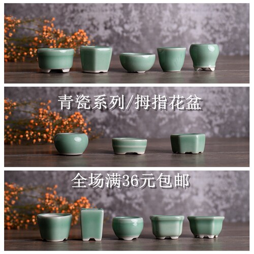 暖暖花器青瓷系列豆盆素净拇指盆