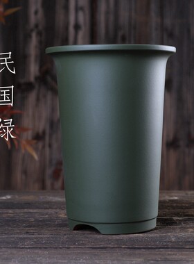 自在屋精选紫砂花盆W系列兰花盆双色粉浆民国绿春兰寒兰墨兰简约