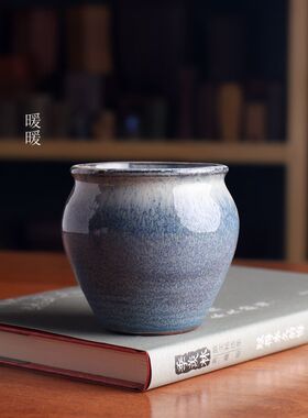 『F437#螺纹小罐』暖暖花器/釉盆 满36元包邮