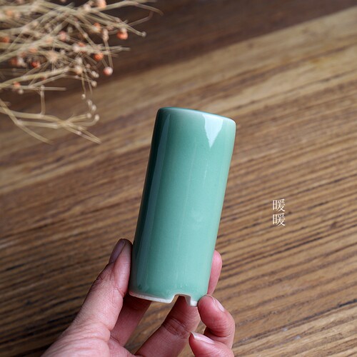 开片暖暖花器复古风底部有孔釉盆