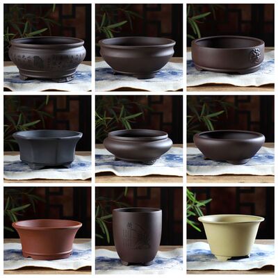 自在屋精选紫砂花盆20cml圆口花苞小兰盆 绿植盆景 中式高档